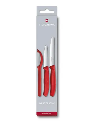 Set de 3 cuchillos para vedura Victorinox chico rojo