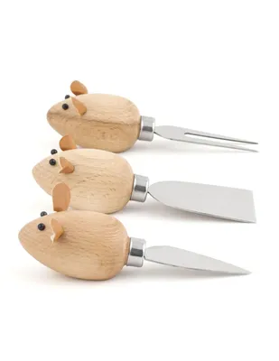 Set De Mini cuchillos Kikkerland para Cortar Quesos en Forma de Ratones 3 piezas