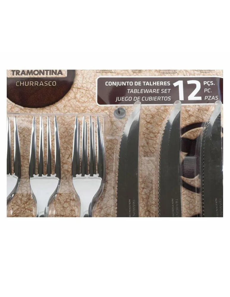 Set cubiertos Tramontina Polywood de acero inoxidable 12 piezas