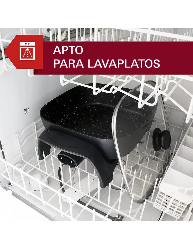 Sartén eléctrico con tapa Elite Cuisine Gourmet acero inoxidable