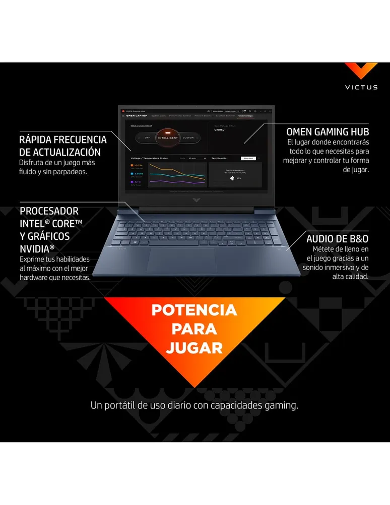 Laptop gamer HP Victus 16-d0505la 16.1 pulgadas full HD Intel Core I5 Nvidia Geforce GTX 1650 16 GB 512 GB SSD