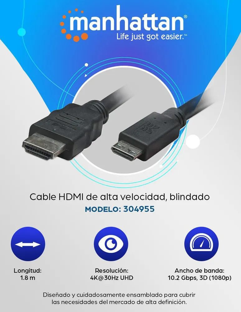 CABLE MINI HDMI A HDMI MANHATTAN