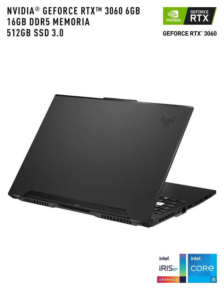 Laptop gamer Asus TUF Dash F15 15.6 pulgadas Full HD Intel Core i5 NVIDIA GeForce RTX 3060 16 GB RAM 512 GB SSD
