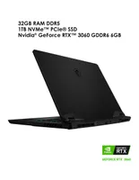 Laptop Gamer MSI Vector GP66 12UEO 15.6 Pulgadas Full HD 240Hz Intel Core i7 NVIDIA GeForce RTX 3060 32 GB RAM 1 TB SSD