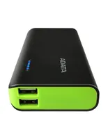 Power Bank Adata PT100 negro-verde 10000 mAH APT100-10000M-5V-CBKGR