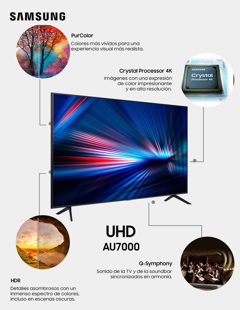 Pantalla samsung UHD smart tv de 55 pulgadas 4k un55au7000fxzx con tizen