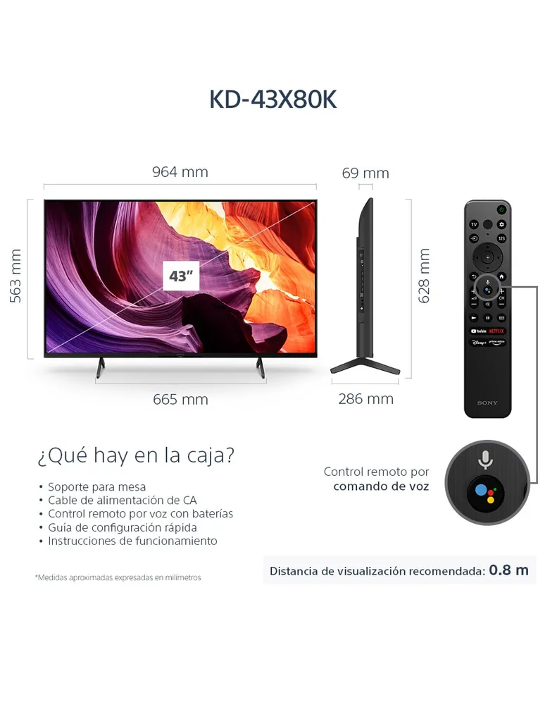 Pantalla Sony 43 4K Google Tv Kd-43X80K