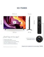 Pantalla Sony LCD smart TV de 75 pulgadas Dolby Atmos/HDR Dolby Vision  KD-75X80K con Google TV