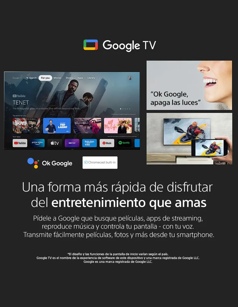 Pantalla Sony OLED smart TV de 77 pulgadas Dolby Atmos/HDR Dolby Vision  XR-77A80K con Google TV