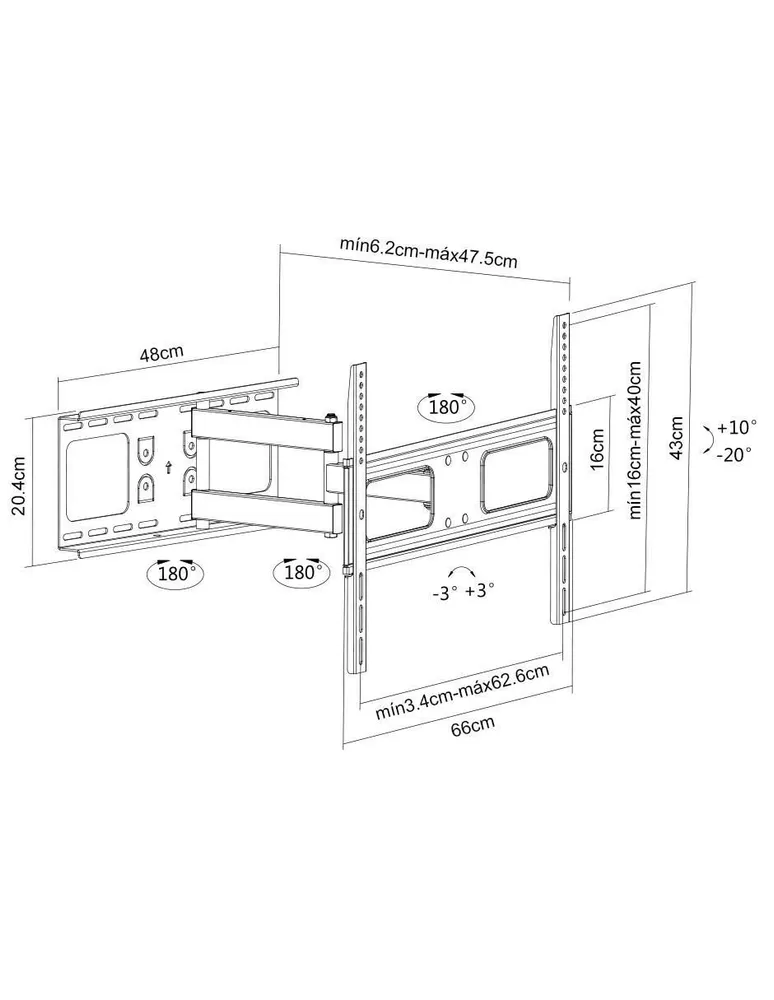 Soporte de pared Manhattan para Pantalla 66 cm x 43 cm