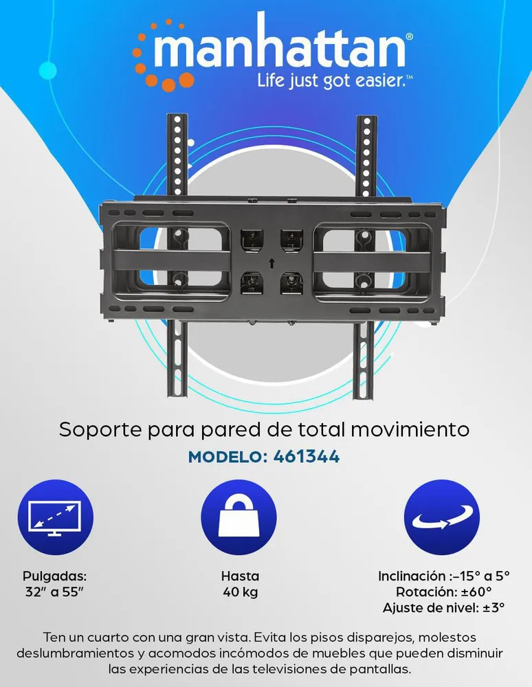 Soporte de Pared Manhattan para Pantalla 48 cm x 42 cm