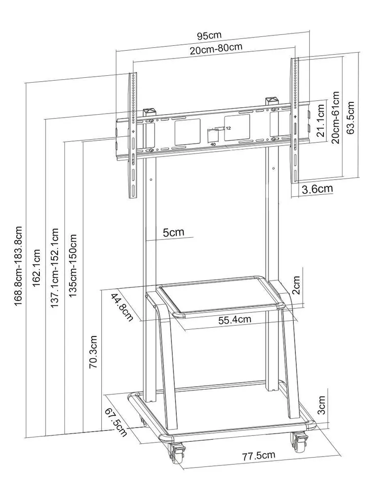 Soporte Manhattan para Pantalla 95 cm x 184 cm