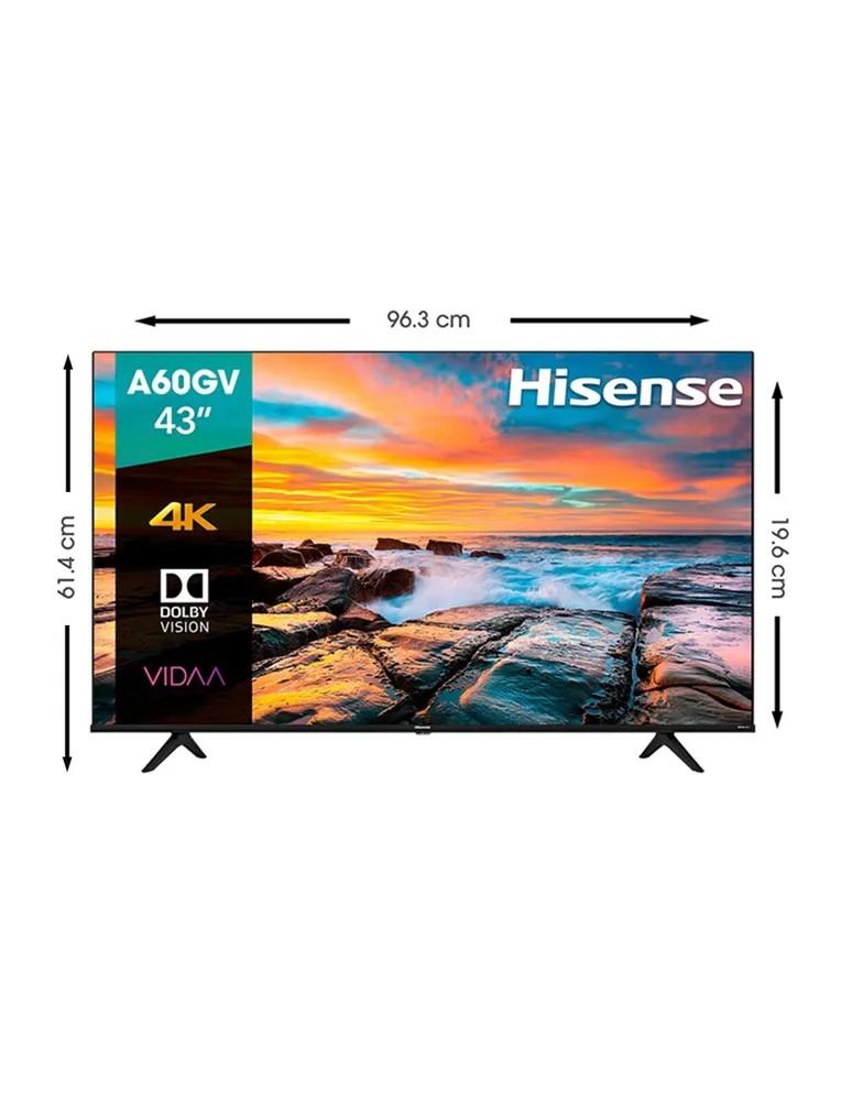 Pantalla Hisense LED smart TV de 43 pulgadas 4K/UHD 43A60GV con Vidaa