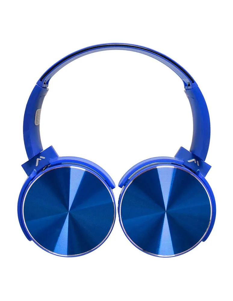 Mitzu® Audífonos diadema Bluetooth plegables acojinados antiruido, azul