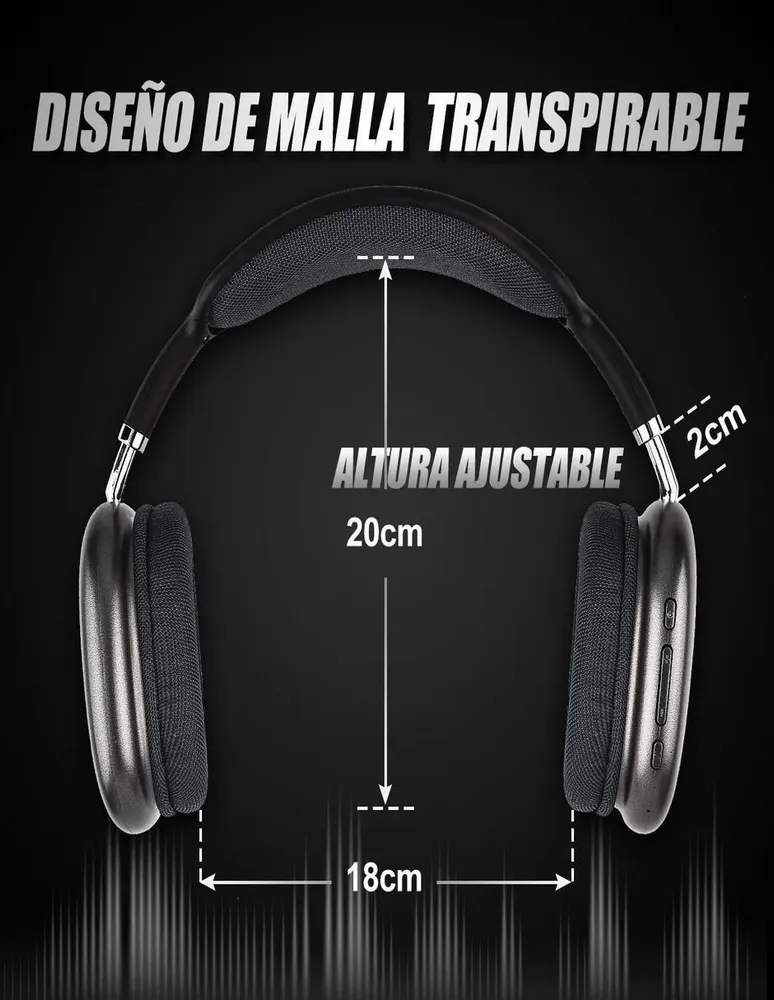 Audífonos Over-Ear Lab.G D9002 Alámbricos e Inalámbricos con Cancelación de Ruido