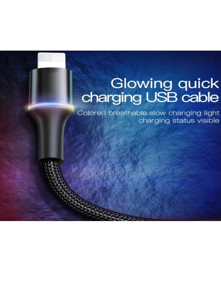 Cable Lightning para iPhone y iPad con LED de Colores en Conector Baseus Halo CALGH-B01 100 cm