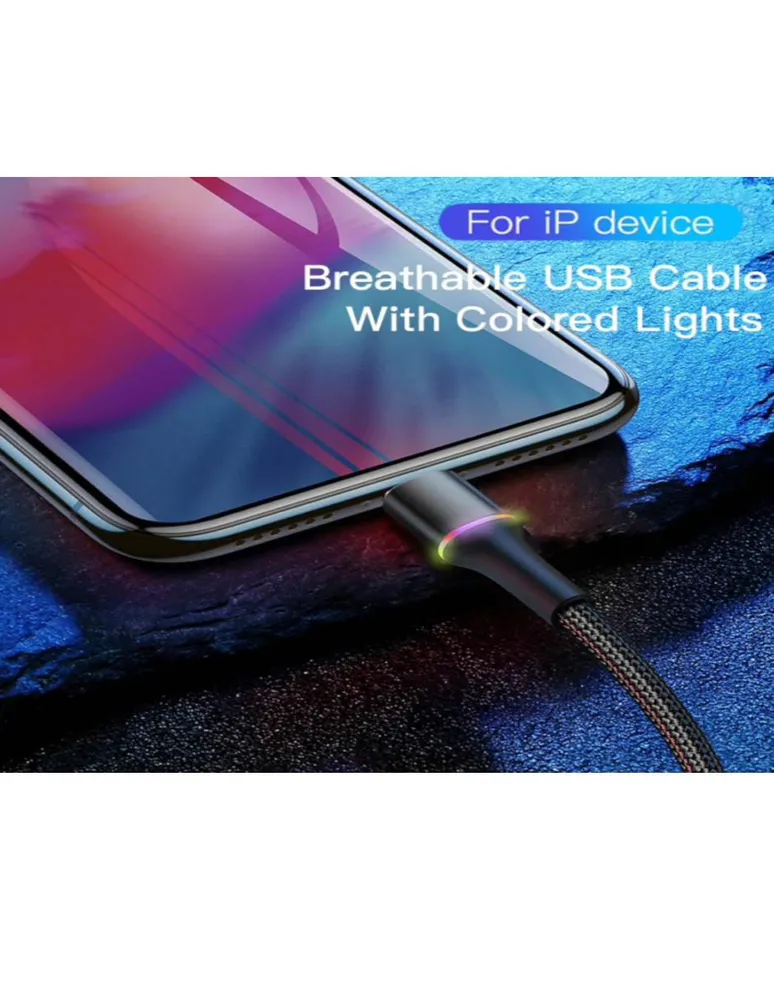 Cable Lightning para iPhone y iPad con LED de Colores en Conector Baseus Halo CALGH-B01 100 cm