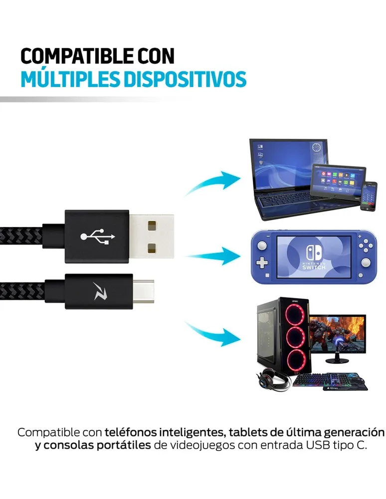 Adaptador de corriente Redlemon tipo C 3.0 compatible con Smartphone, Tablet, Nintendo Switch