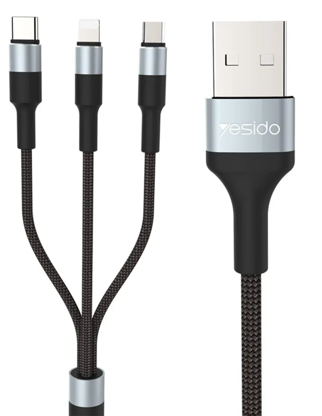 Cable 3en1- Ligthning, Micro USB y Tipo C Carga Rápida 1.2m - –  Hune