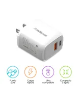 Cargador de Carga Rápida para Celular Tablet USB y USB C 12V-1.5A Redlemon