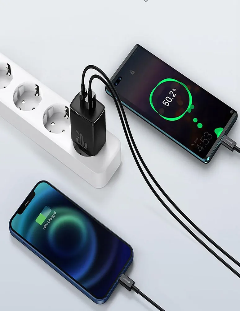 Cargador Rápido para iPhone Baseus Tipo C y USB 20W