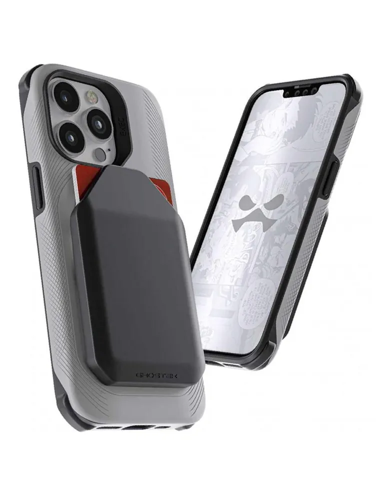 BOSS - Funda para iPhone 13 Pro forrada de piel con logo de la marca a rayas