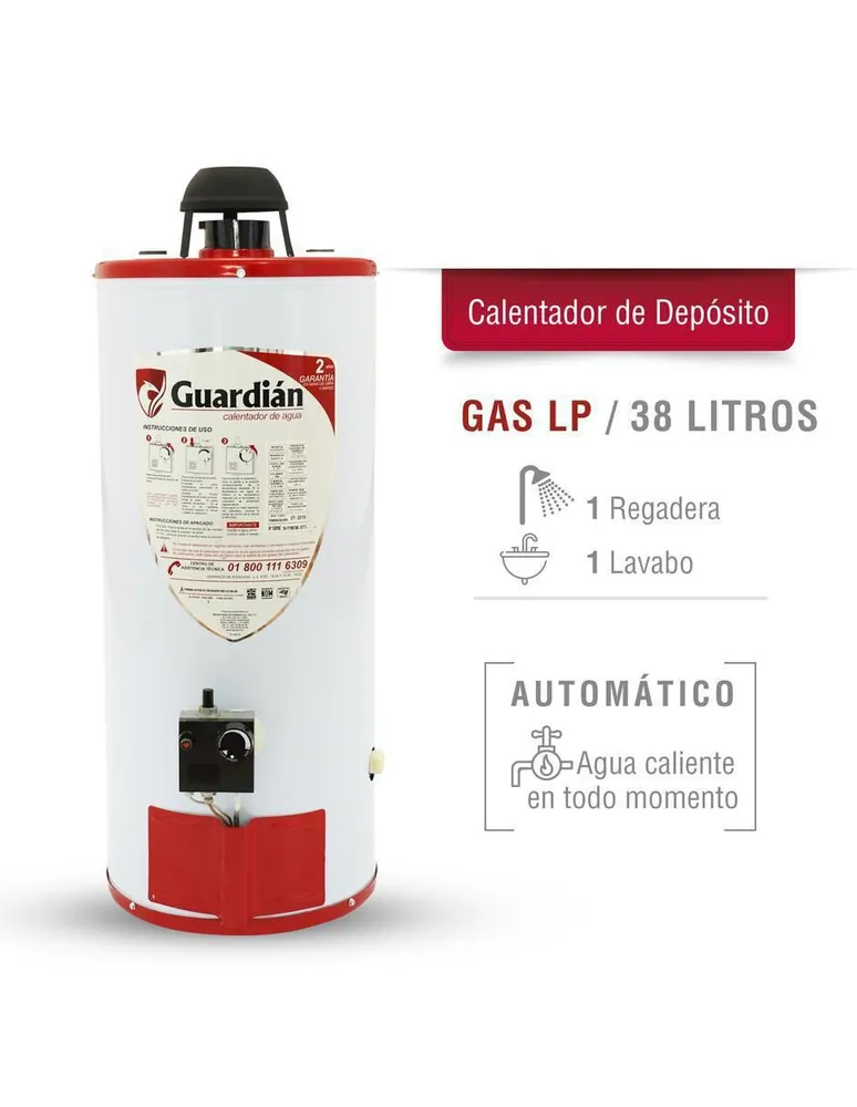 Calentador Gas Natural Mabe CDM40SNA Depósito de 38 L