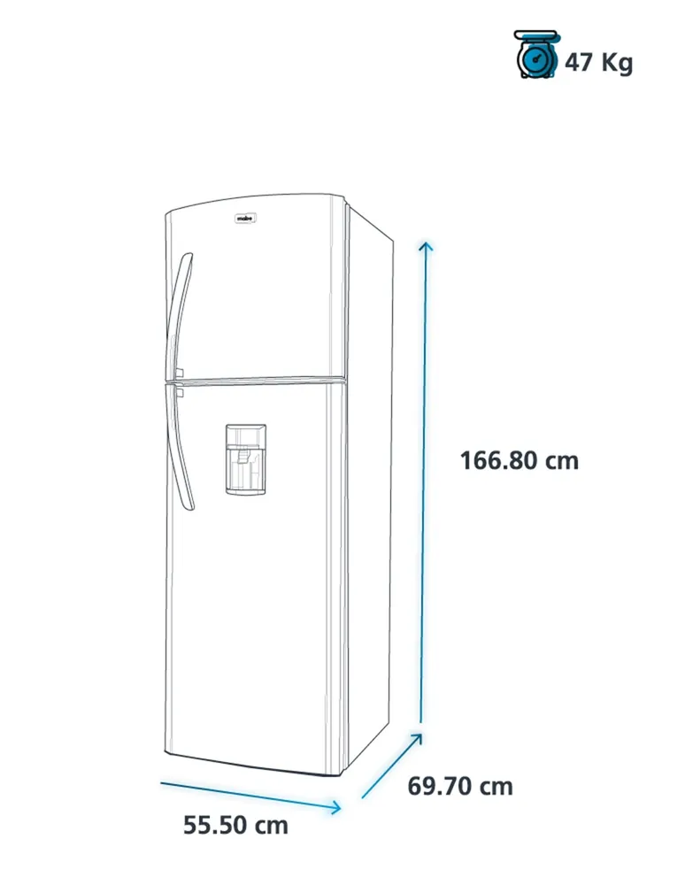 Refrigerador top mount Mabe 11 pies cúbicos Tecnología No frost RMA250FYMRX0