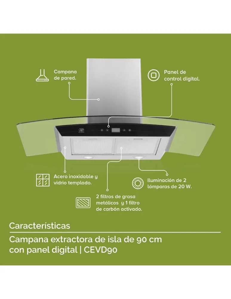 Campana Extractora De Pared 80 CM Avera CEA80 - Plata