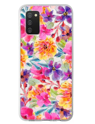 Funda para celular Samsung Flores Acuarela de silicón