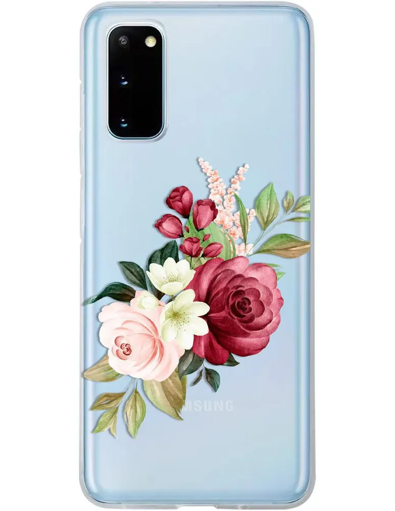 Funda para celular Samsung Flores Guinda de silicón