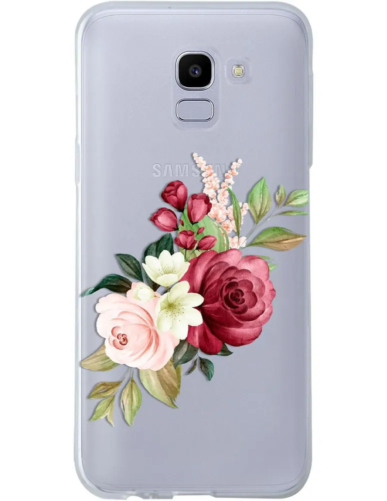 Funda para celular Samsung Flores Guinda de silicón