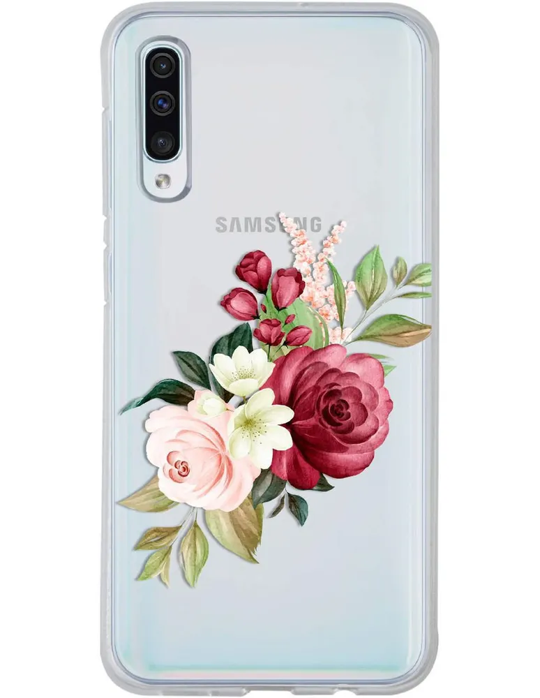 Funda para celular Samsung Flores Guinda de silicón