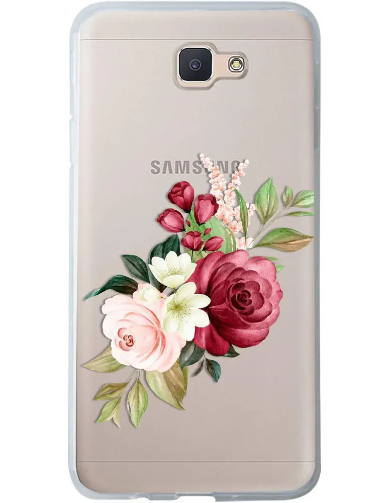 Funda para celular Samsung Flores Guinda de silicón