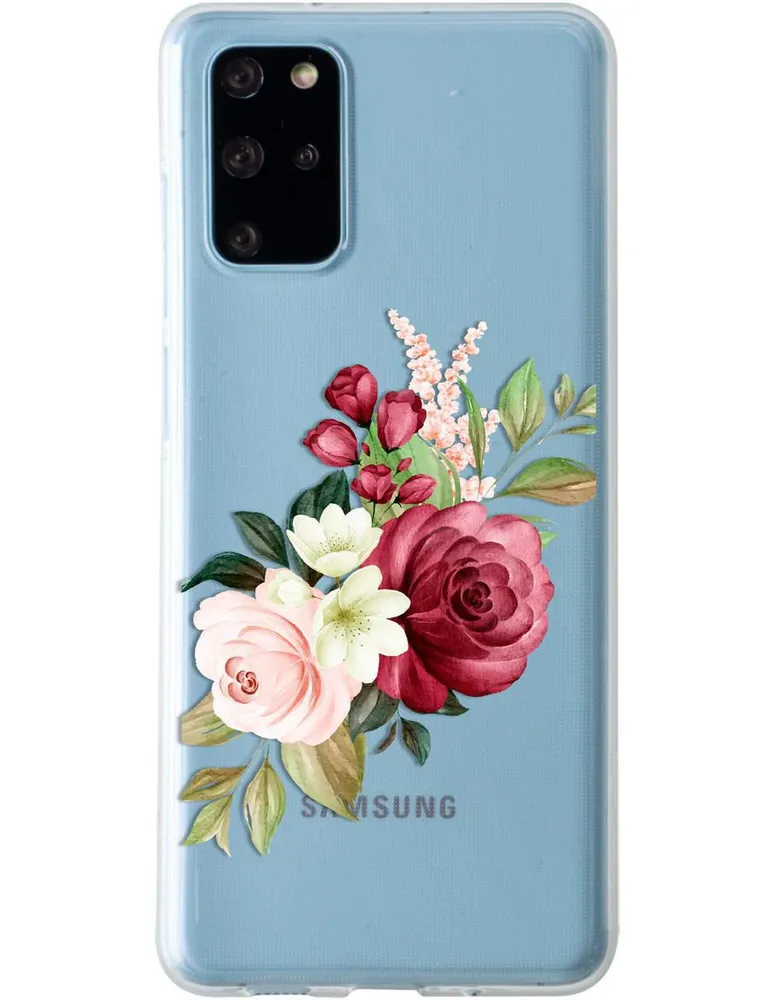 Funda para celular Samsung Flores Guinda de silicón