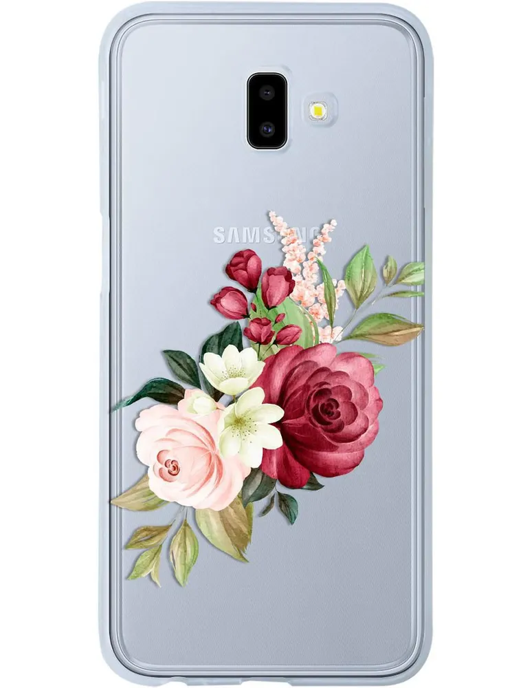 Funda para celular Samsung Flores Guinda de silicón