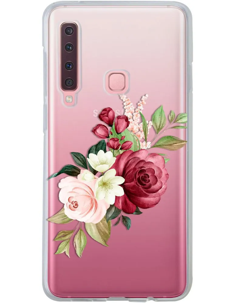 Funda para celular Samsung Flores Guinda de silicón