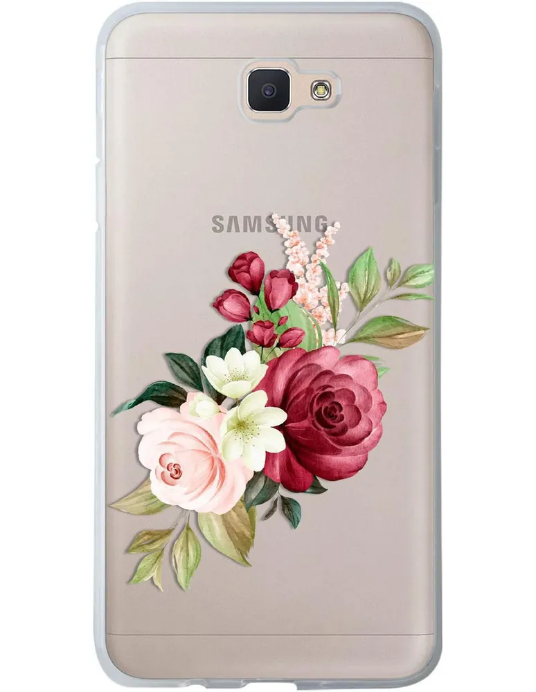 Funda para celular Samsung Flores Guinda de silicón