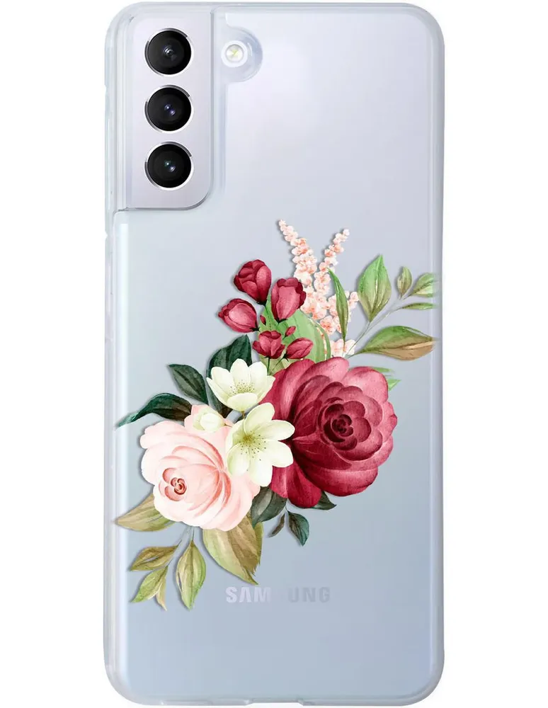 Funda para celular Samsung Flores Guinda de silicón