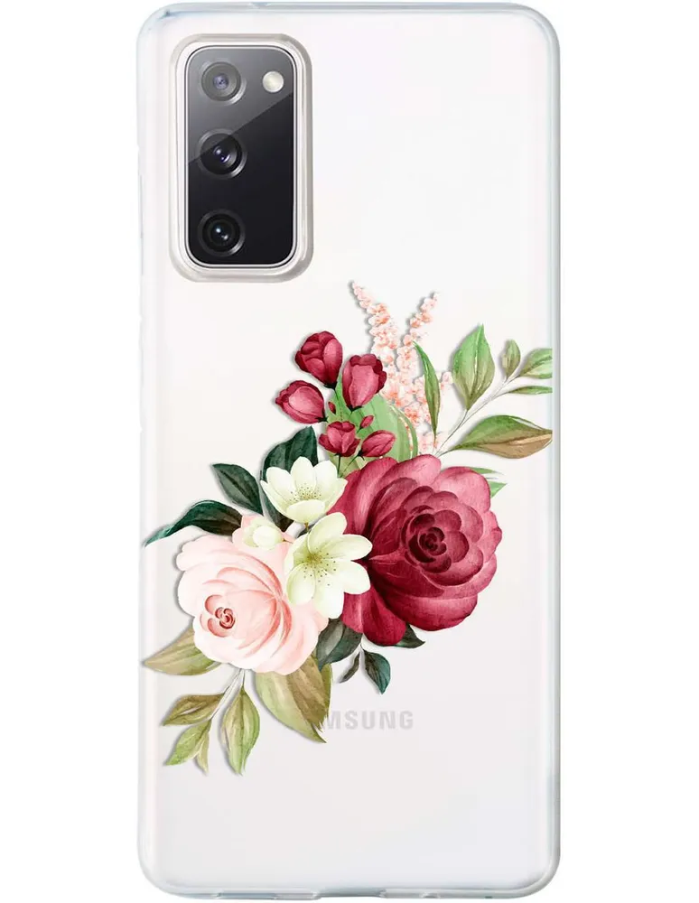 Funda para celular Samsung Flores Guinda de silicón