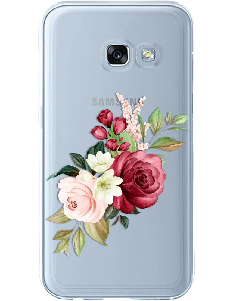 Funda para celular Samsung Flores Guinda de silicón