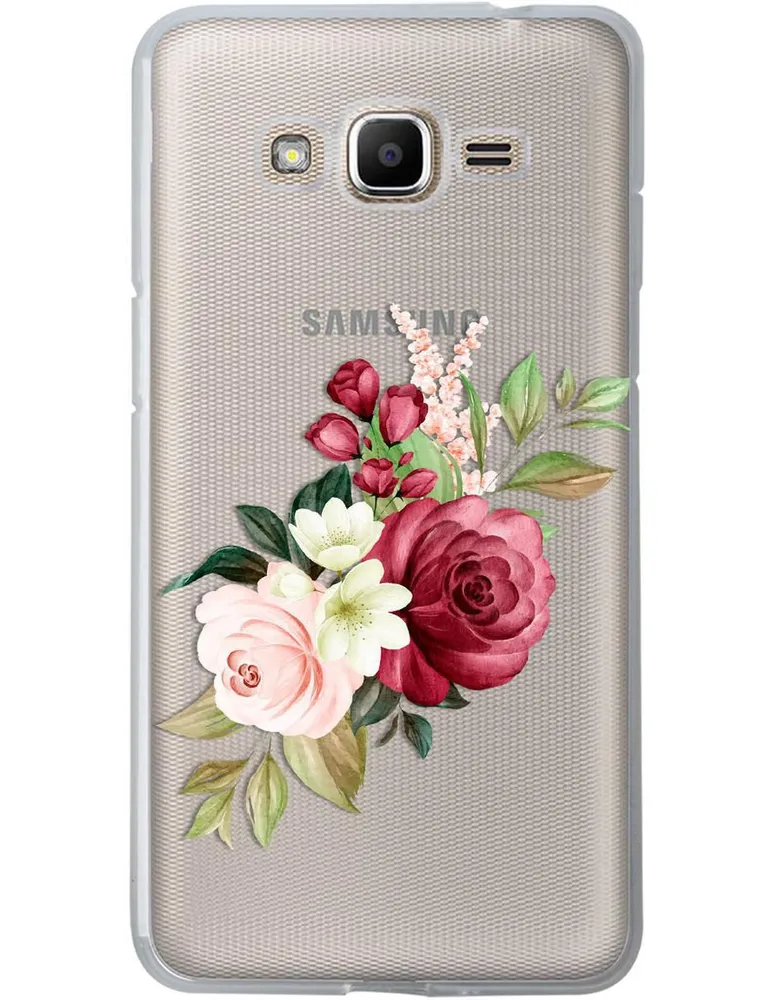 Funda para celular Samsung Flores Guinda de silicón