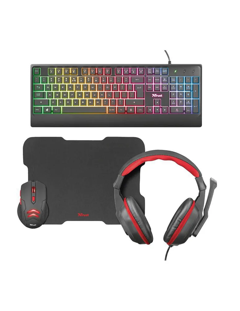 Trust Ziva 4 en 1 Gaming Bundle / Teclado + ratón + auriculares +