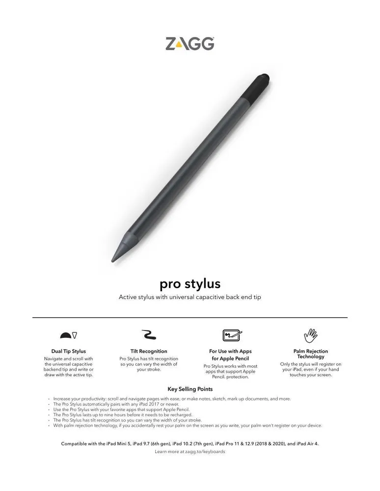 Lápiz Optico ZAGG ProStylus para iPad - Negro