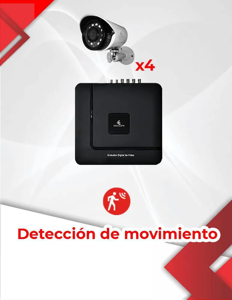 Kit 4 Cámaras de Seguridad Secucore Alámbrica e Inalámbrica para Interior y Exterior