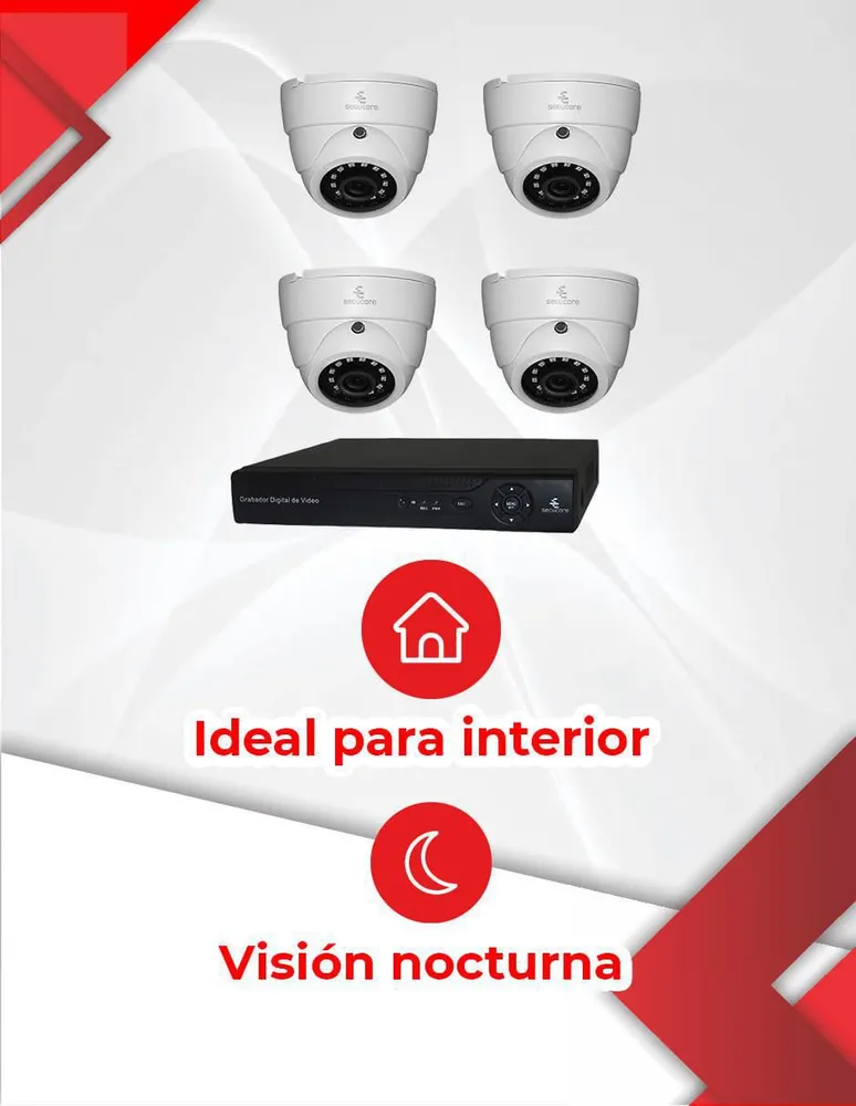 Kit 4 cámaras de Seguridad Dahua Alámbrica para Interior y