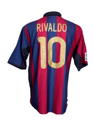 Playera de colección Ídolos firmada Rivaldo Barcelona