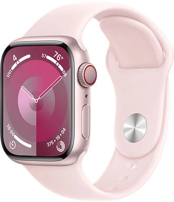 Apple Watch Series 9 GPS + Cellular 41mm Pink Aluminum Case Light Pink Sport Band - M/L | Smartwatch