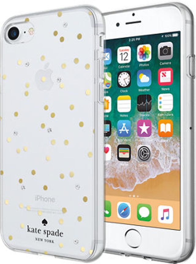 kate spade new york Protective Hardshell Case for iPhone 12 & iPhone 12 Pro  - Daisy Iridescent Foil/White/Clear/Gems