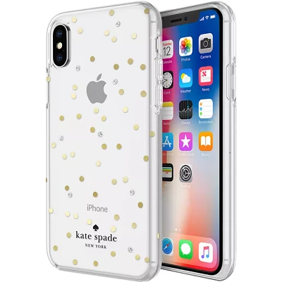 kate spade Flexible Hardshell Case for iPhone X - Scatter Dot Gold with Gems | Verizon